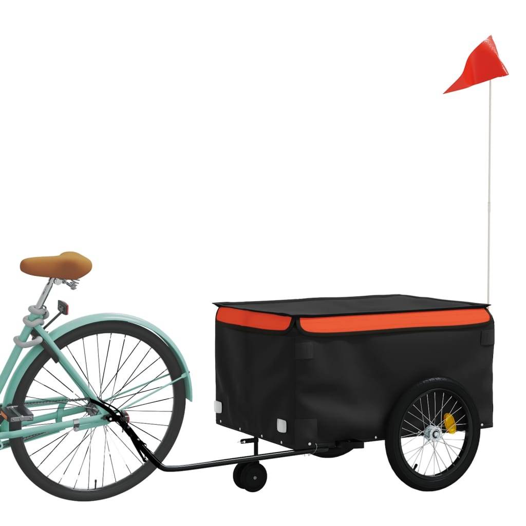 vidaXL Fahrradanhänger Schwarz und Orange 45 kg Eisen