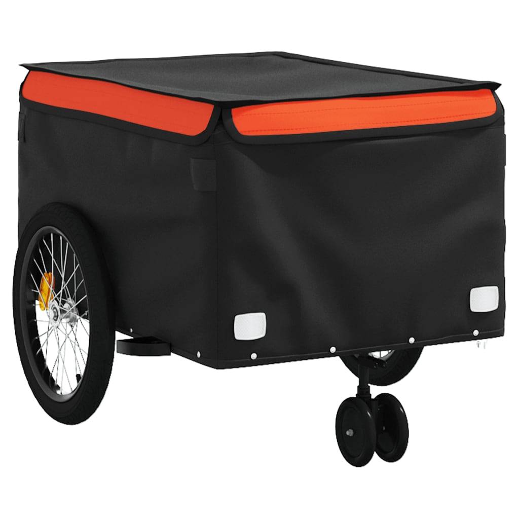 vidaXL Fahrradanhänger Schwarz und Orange 45 kg Eisen