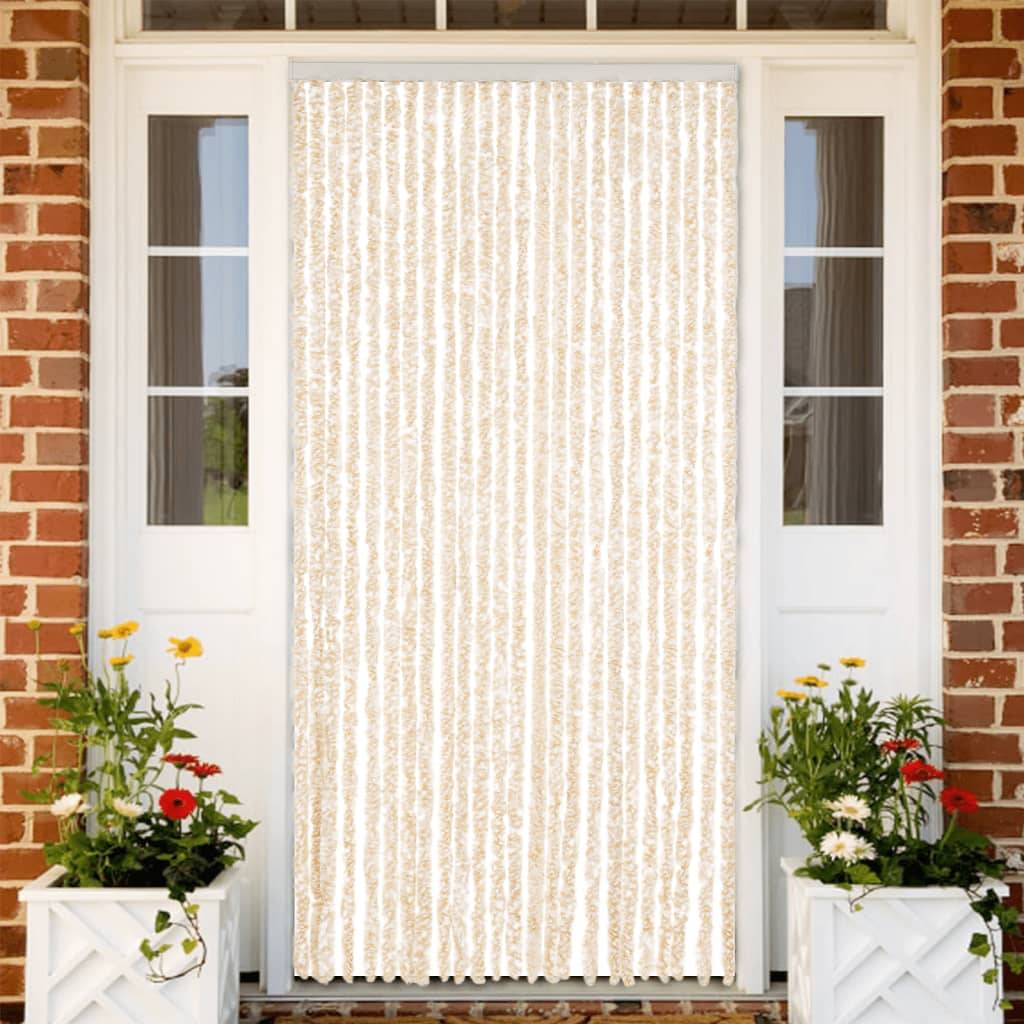 vidaXL Fliegenvorhang Beige und Weiß 100x230 cm Chenille