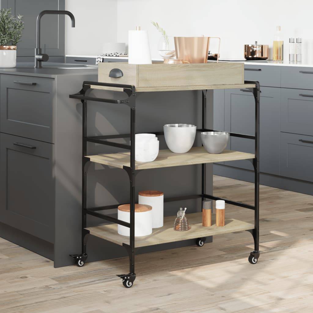 vidaXL Küchenwagen Sonoma-Eiche 81,5x41x92,5 cm Holzwerkstoff