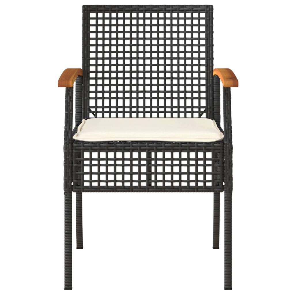 vidaXL Gartenstühle mit Kissen 4 Stk. Schwarz Poly Rattan Akazienholz