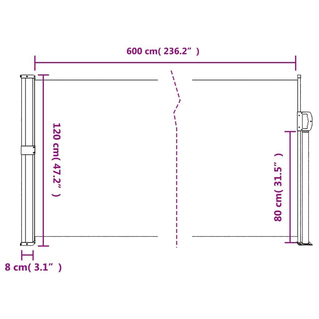 vidaXL Seitenmarkise Ausziehbar Dunkelgrün 120x600 cm