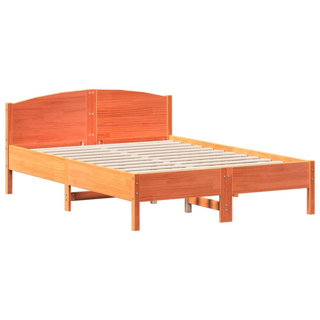 vidaXL Massivholzbett ohne Matratze Wachsbraun 140x190 cm Kiefernholz