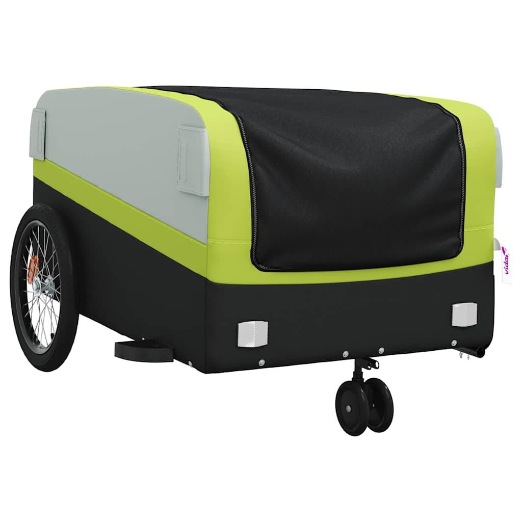 vidaXL Fahrradanhänger Schwarz und Grün 45 kg Eisen
