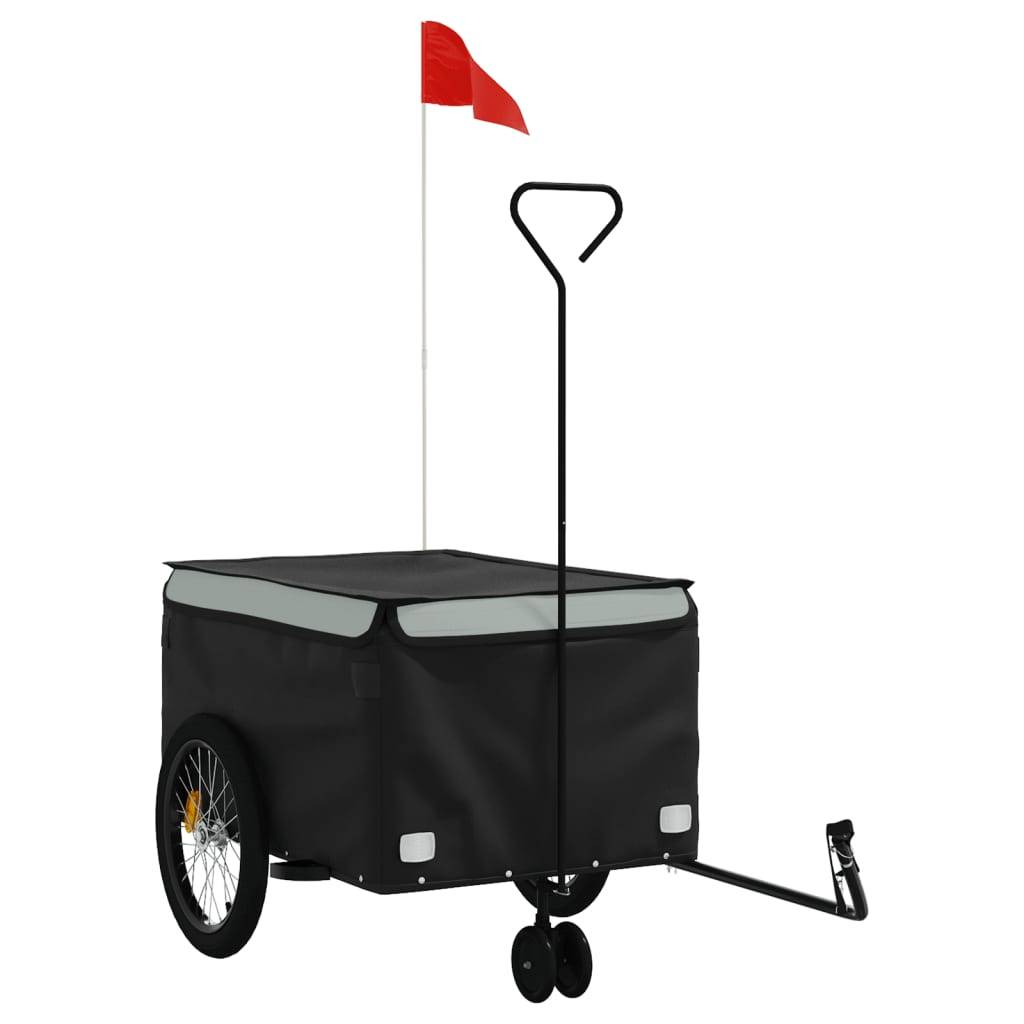 vidaXL Fahrradanhänger Schwarz und Grau 45 kg Eisen