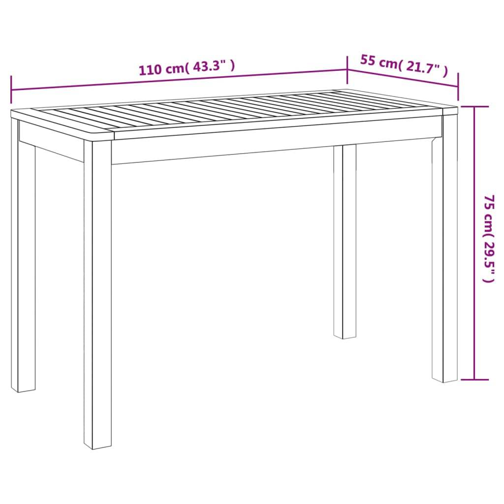 vidaXL Garten-Esstisch 110x55x75 cm Massivholz Akazie