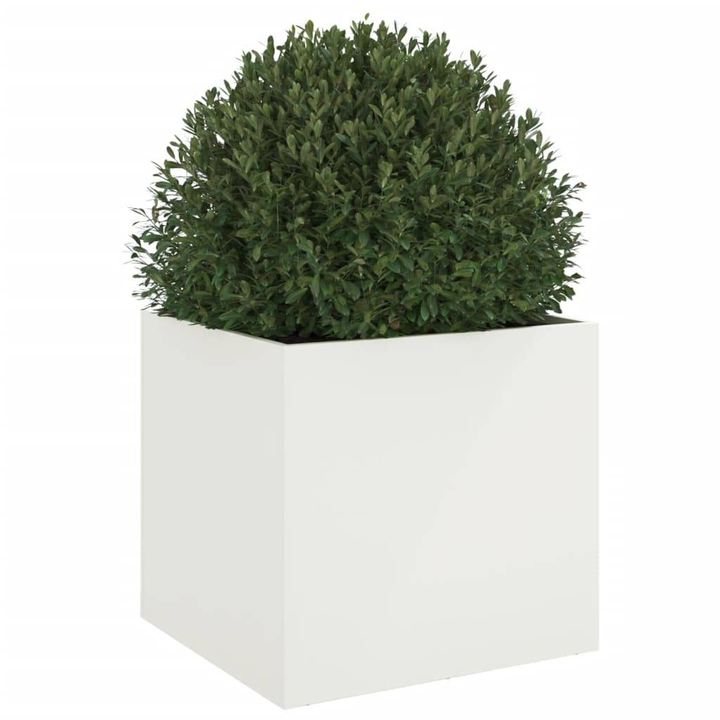 vidaXL Pflanzkübel Weiß 49x47x46 cm Stahl