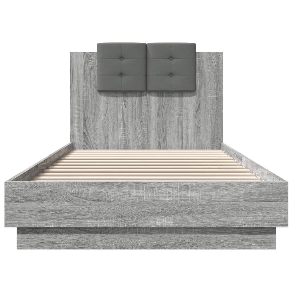 vidaXL Bettgestell mit Kopfteil Grau Sonoma 90x200 cm Holzwerkstoff