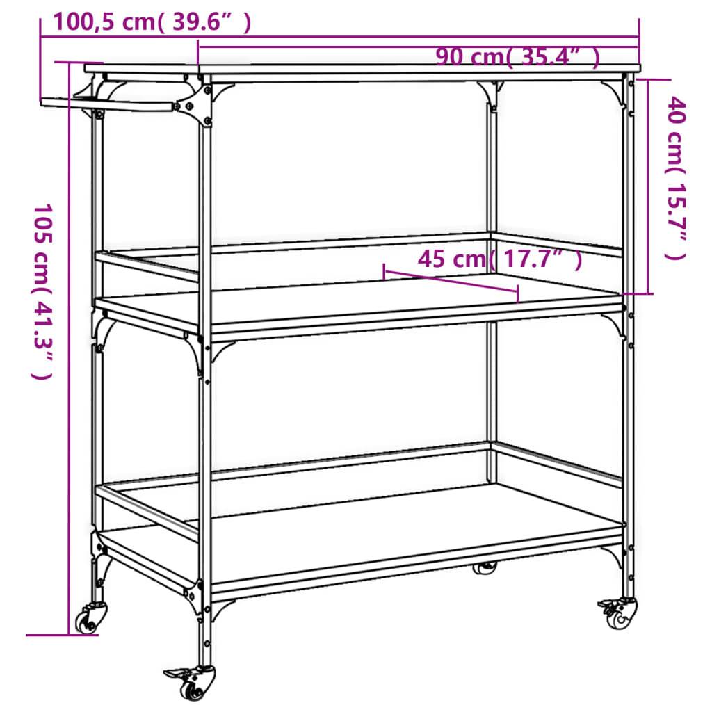 vidaXL Küchenwagen Braun Eichen-Optik 100,5x50x105 cm Holzwerkstoff