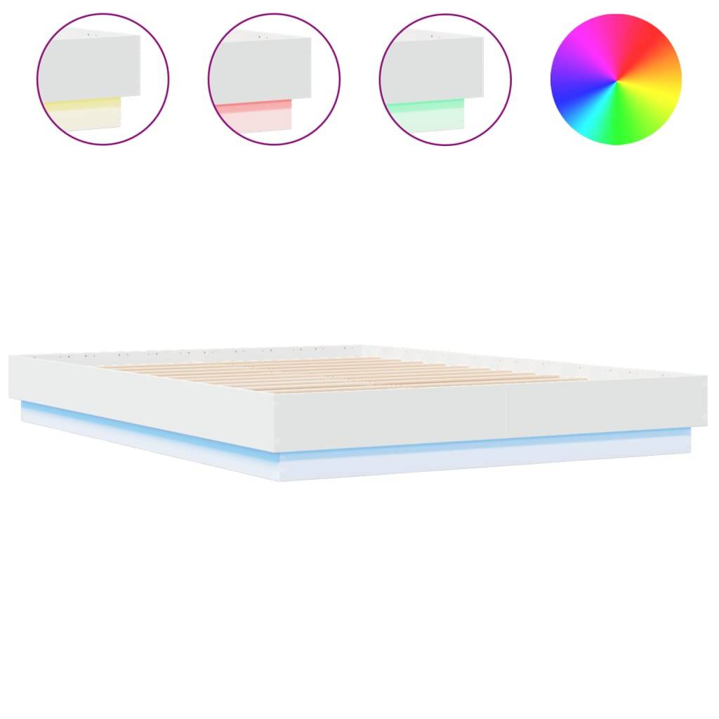 vidaXL Bettgestell mit LED Weiß 160x200 cm