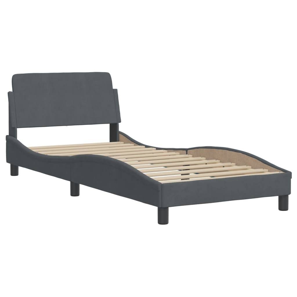 vidaXL Bett mit Matratze "Hanko" Dunkelgrau 90x200 cm Samt