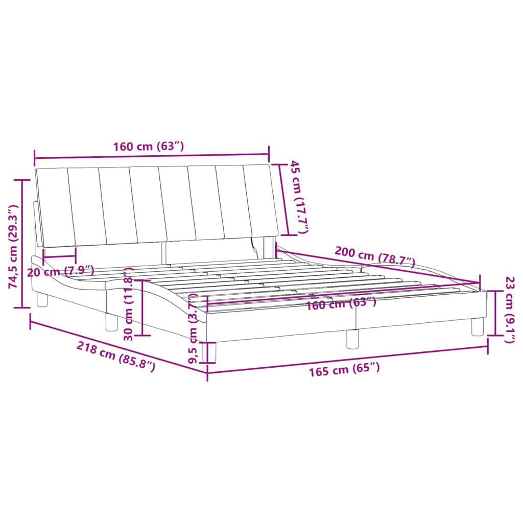 vidaXL Bettgestell mit LED ohne Matratze "Hanko" Hellgrau 160x200 cm Samt