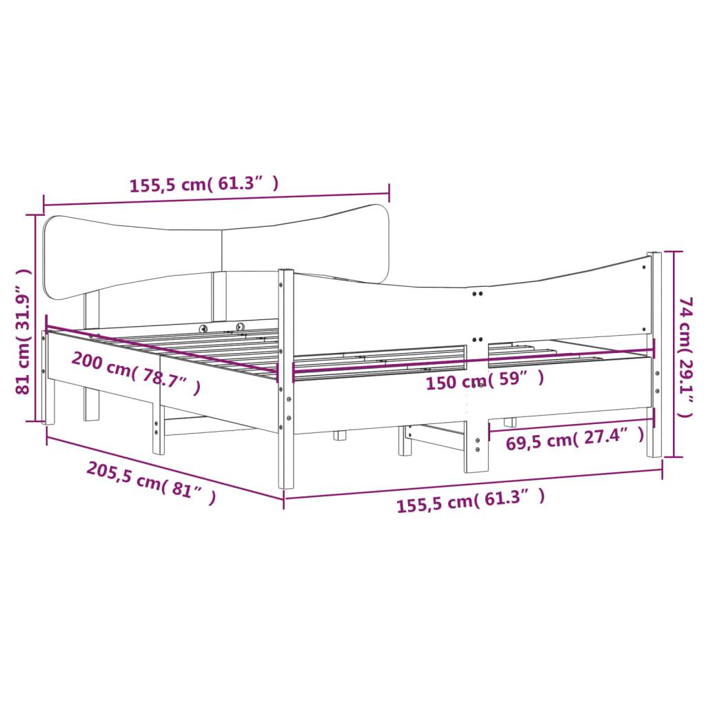 vidaXL Massivholzbett ohne Matratze Weiß 150x200 cm Kiefernholz