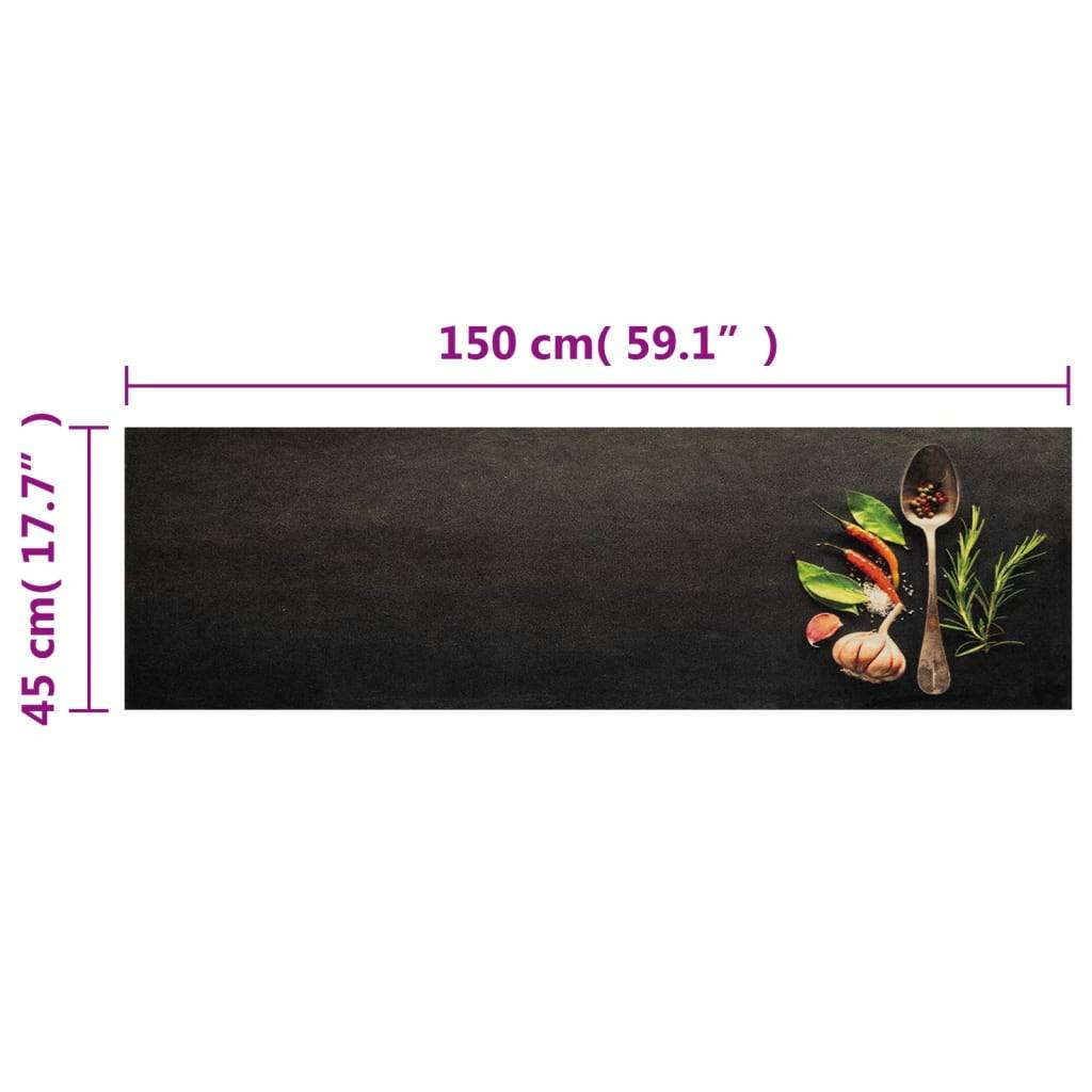 vidaXL Küchenteppich Waschbar Gewürze 45x150 cm Samt