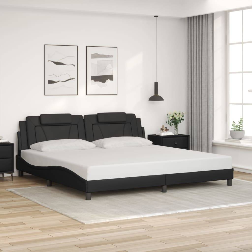 vidaXL Bettgestell mit Kopfteil Schwarz 200x200 cm Kunstleder