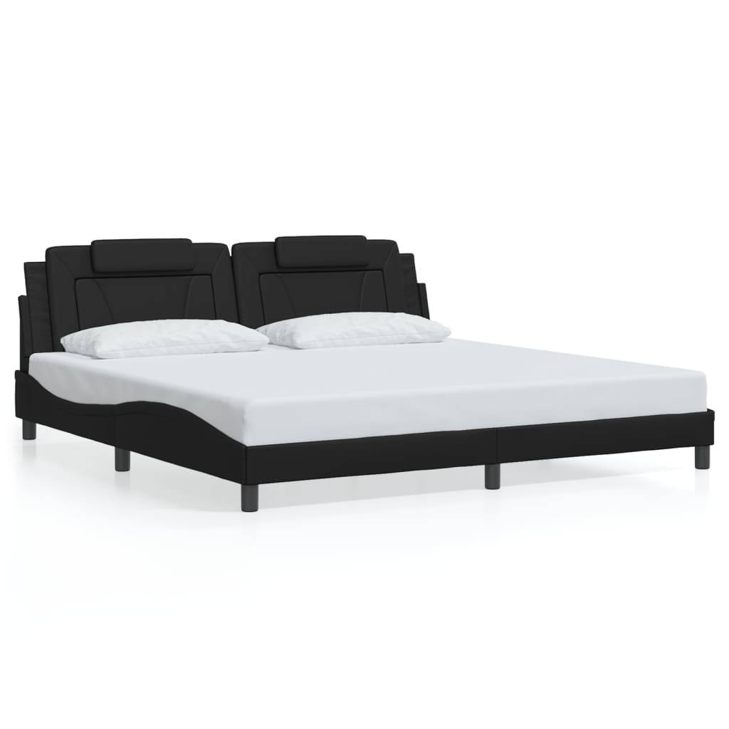 vidaXL Bettgestell mit Kopfteil Schwarz 200x200 cm Kunstleder