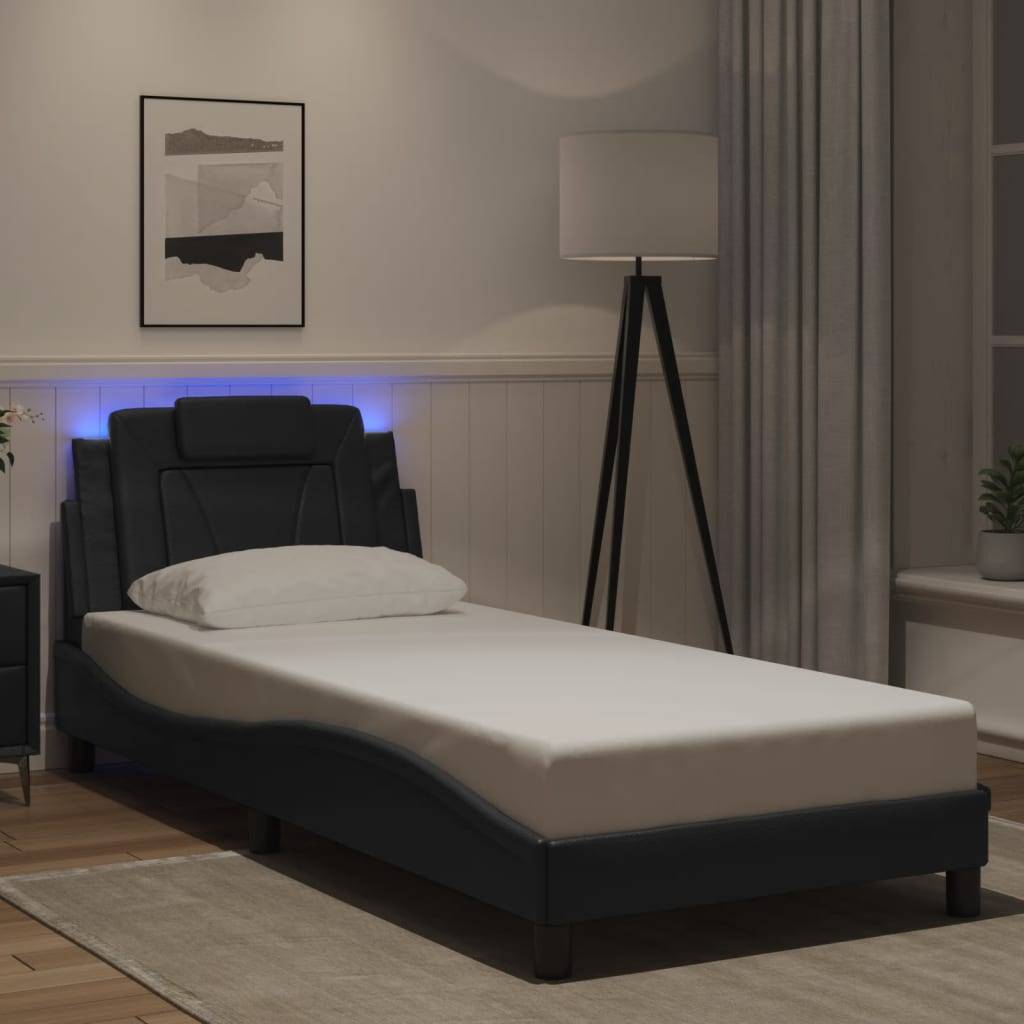 vidaXL Bettgestell "Viana" mit LED ohne Matratze Schwarz 80x200 cm Kunstleder