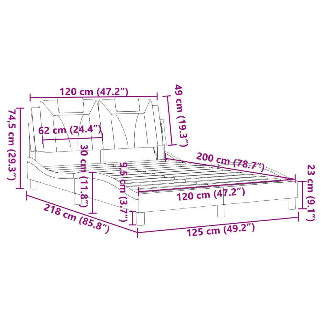 vidaXL Bettgestell "Viana" mit LED ohne Matratze Weiß und Schwarz 120x200 cm Kunstleder