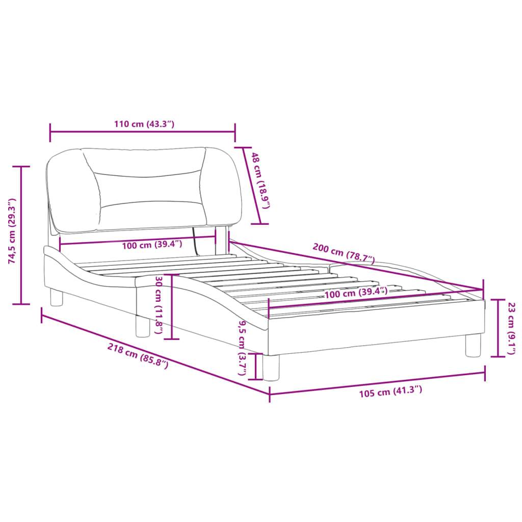 vidaXL Bettgestell mit LED ohne Matratze "Hvar" Blau 100x200 cm Stoff