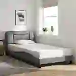 vidaXL Bettgestell ohne Matratze "Hvar" Hellgrau 100x200 cm Stoff vidaXL Bettgestell ohne Matratze "Hvar" Hellgrau 100x200 cm Stoff