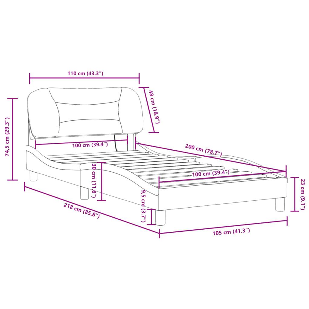 vidaXL Bettgestell mit LED ohne Matratze "Hvar" Hellgrau 100x200 cm Stoff