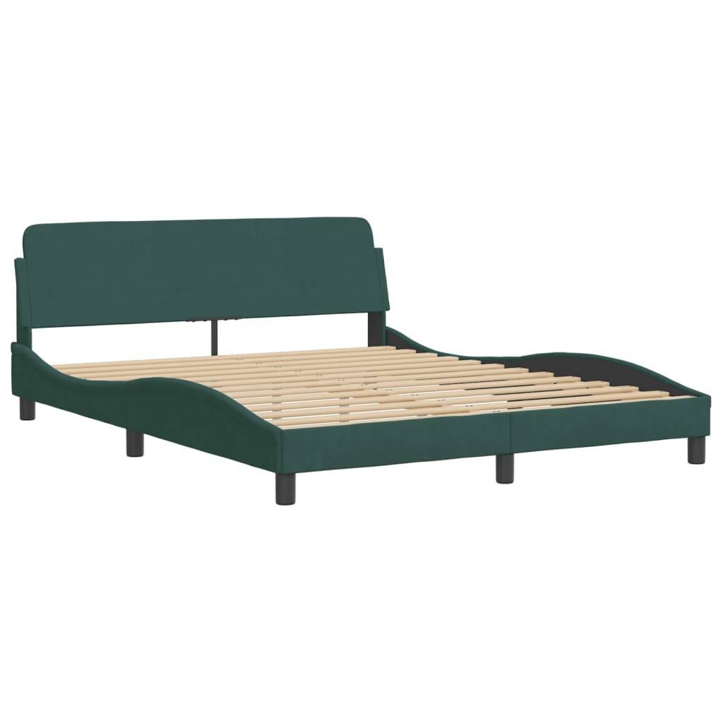 vidaXL Bett mit Matratze "Hanko" Dunkelgrün 160x200 cm Samt