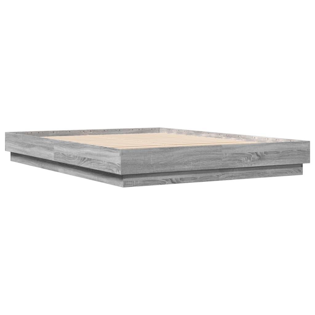vidaXL Bettgestell mit LED Grau Sonoma-Eiche 120x200 cm