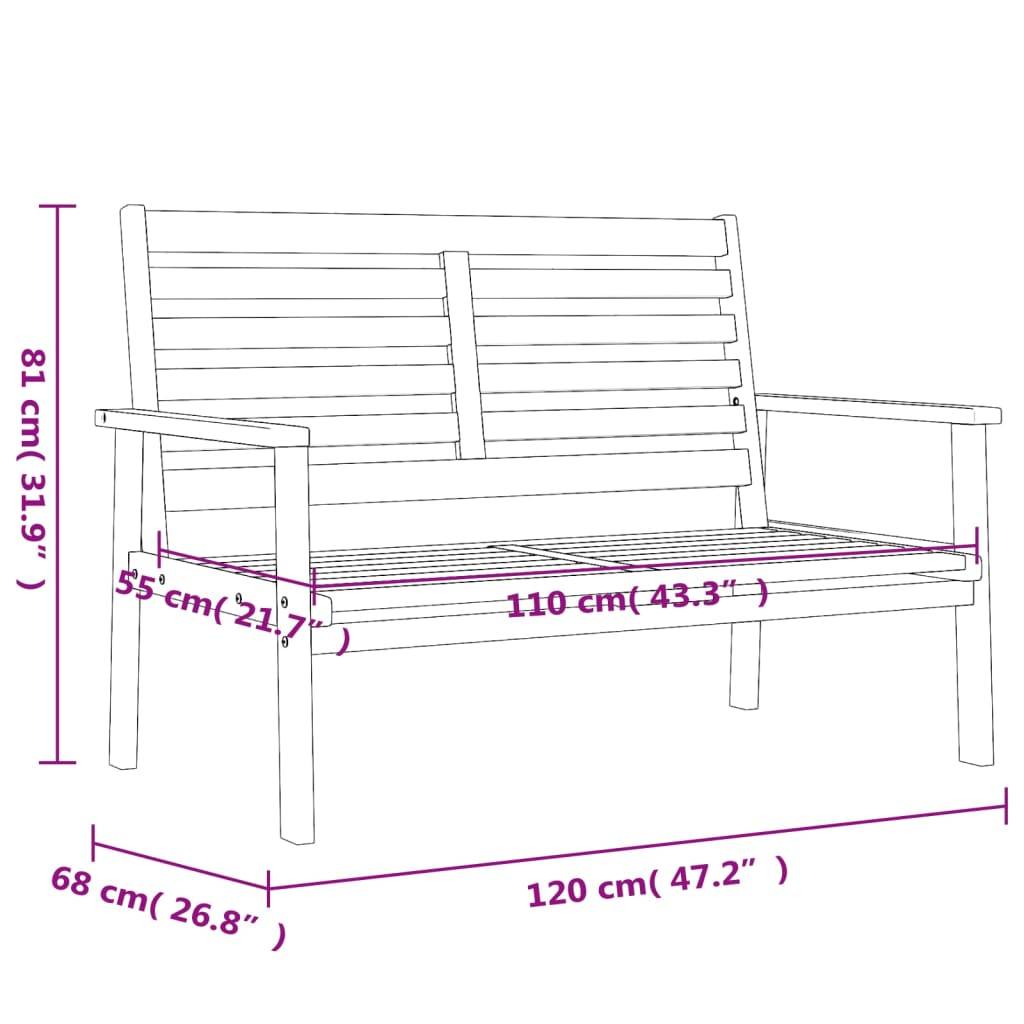 vidaXL Gartensofa 120 cm Massivholz Akazie