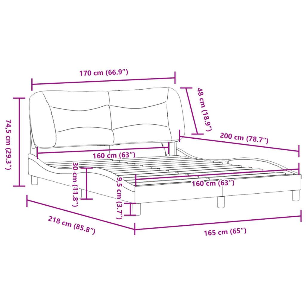 vidaXL Bettgestell mit LED ohne Matratze "Hvar" Cappuccino-Braun 160x200 cm Kunstleder