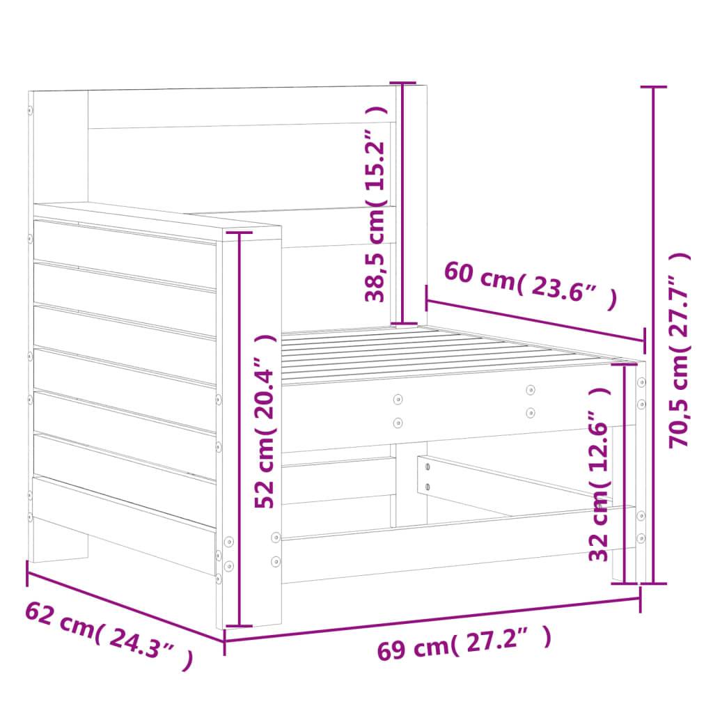 vidaXL Gartensofa mit Armlehne Weiß 69x62x70,5 cm Massivholz Kiefer
