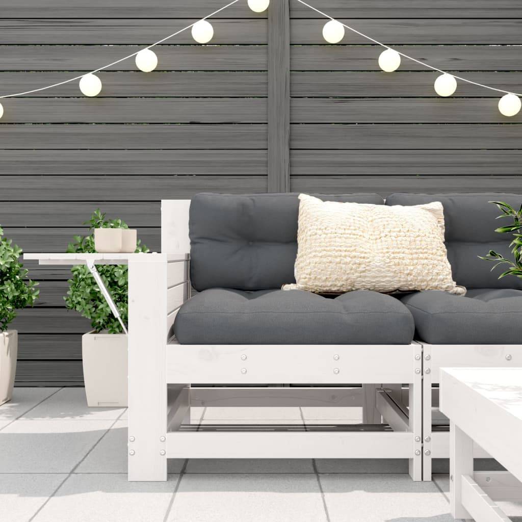 vidaXL Gartensofa mit Armlehne und Kissen Weiß Massivholz Kiefer