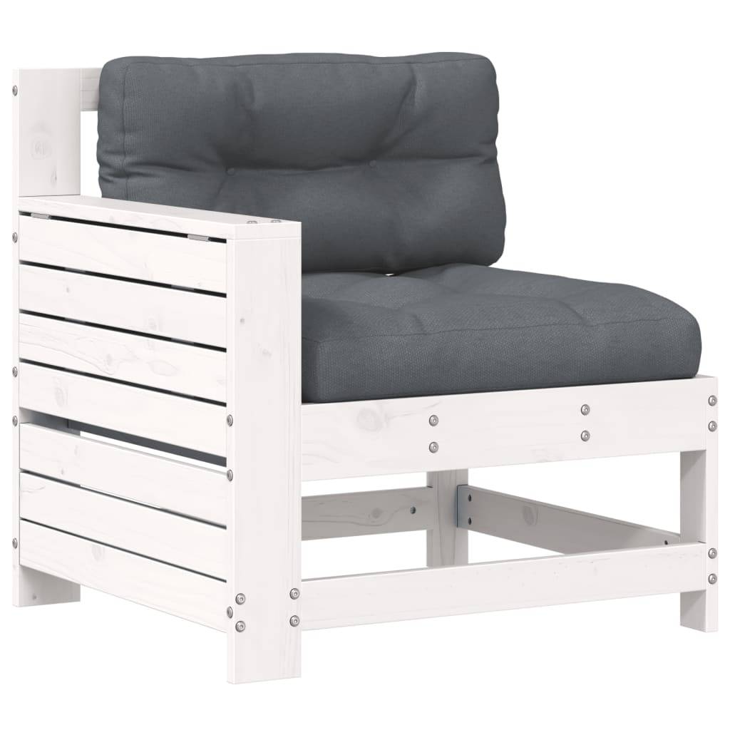vidaXL Gartensofa mit Armlehne und Kissen Weiß Massivholz Kiefer