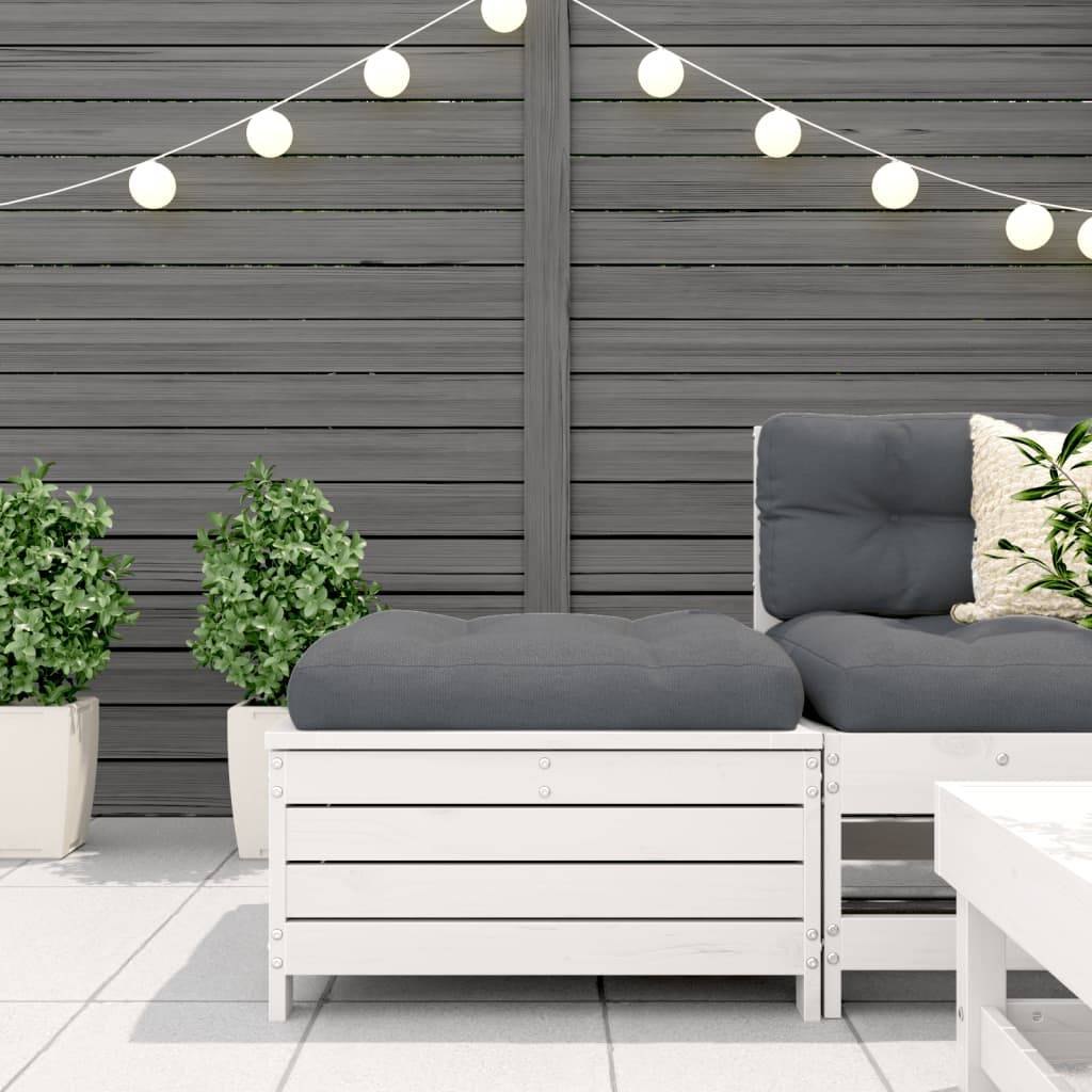vidaXL Gartenhocker Weiß 62x63,5x32 cm Massivholz Kiefer