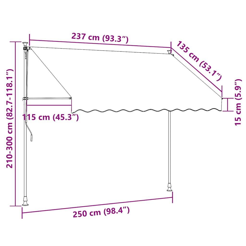 vidaXL Markise Einziehbar Anthrazit 250x150 cm Stoff und Stahl