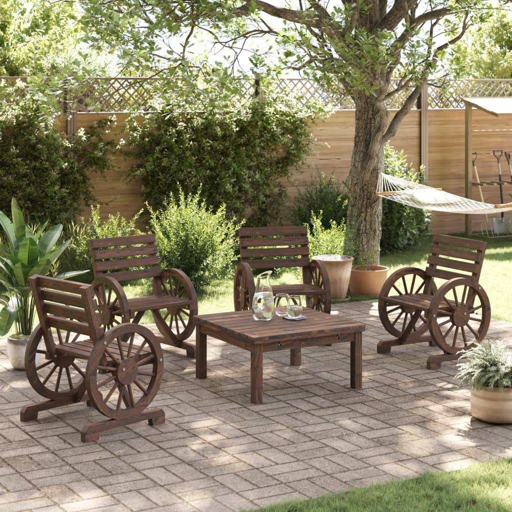 vidaXL Gartenstühle 4 Stk. Massivholz Tanne