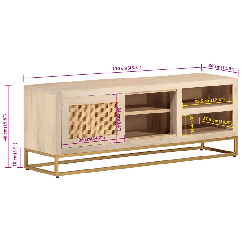 vidaXL TV-Schrank 110x30x40 cm Massivholz Mango und Eisen