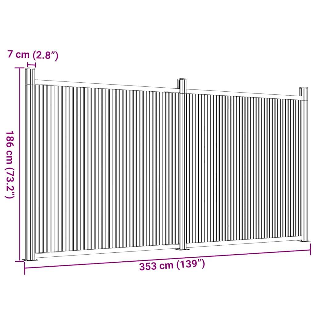 vidaXL Zaunelement Grau 353x186 cm WPC