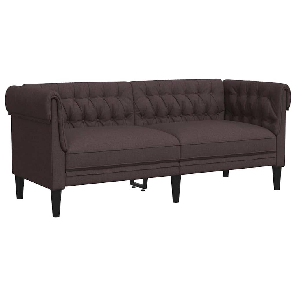 vidaXL Chesterfield-Sofa 2-Sitzer Dunkelbraun Stoff