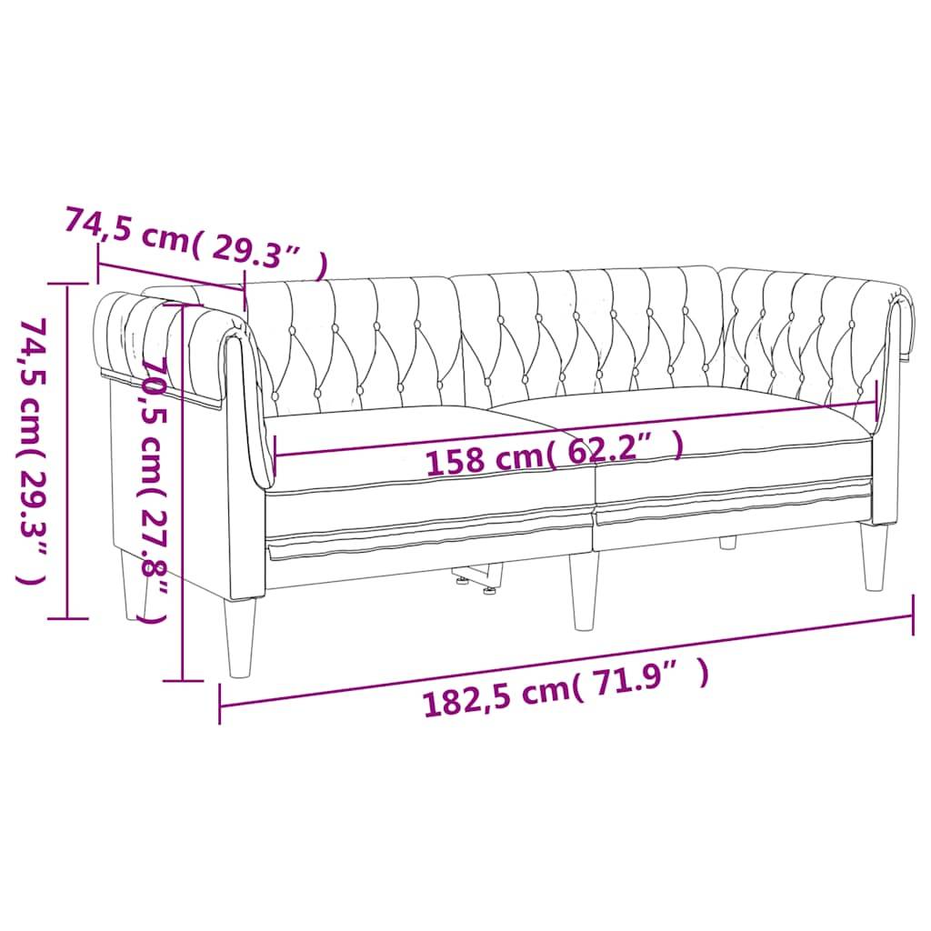 vidaXL Chesterfield-Sofa 2-Sitzer Dunkelbraun Stoff