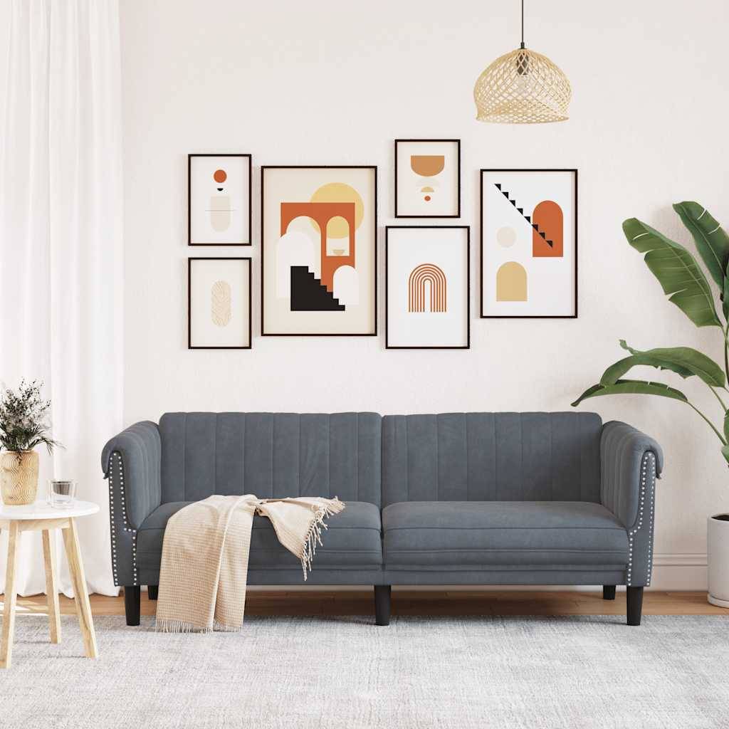 vidaXL Sofa 3-Sitzer Dunkelgrau Samt