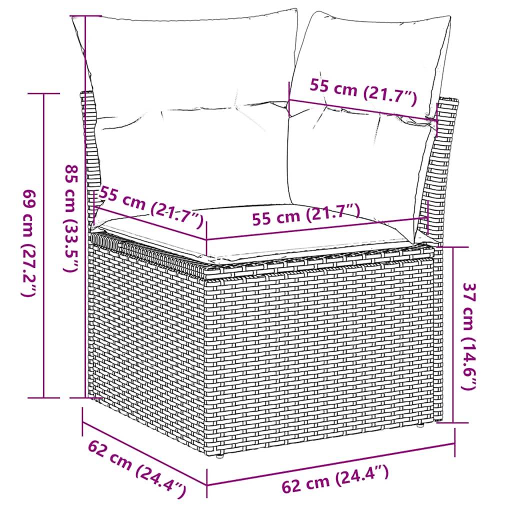 vidaXL Garten-Ecksofa mit Kissen Schwarz Poly Rattan