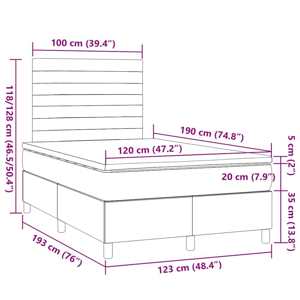 vidaXL Boxspringbett mit Matratze & LED Dunkelgrau 120x190 cm Stoff