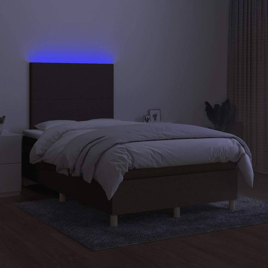 vidaXL Boxspringbett mit Matratze & LED Dunkelbraun 120x190 cm Stoff