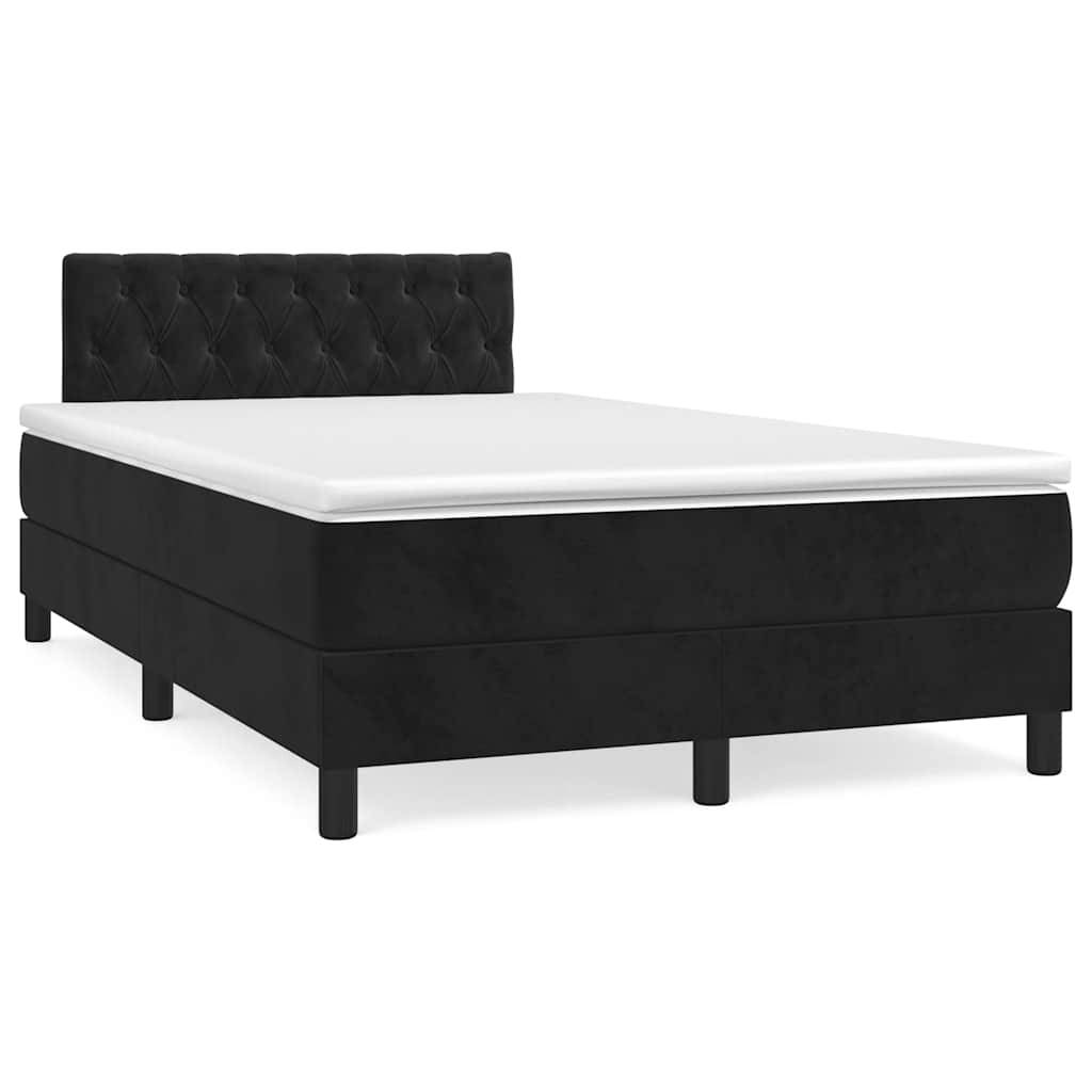 vidaXL Boxspringbett mit Matratze & LED Schwarz 120x190 cm Samt