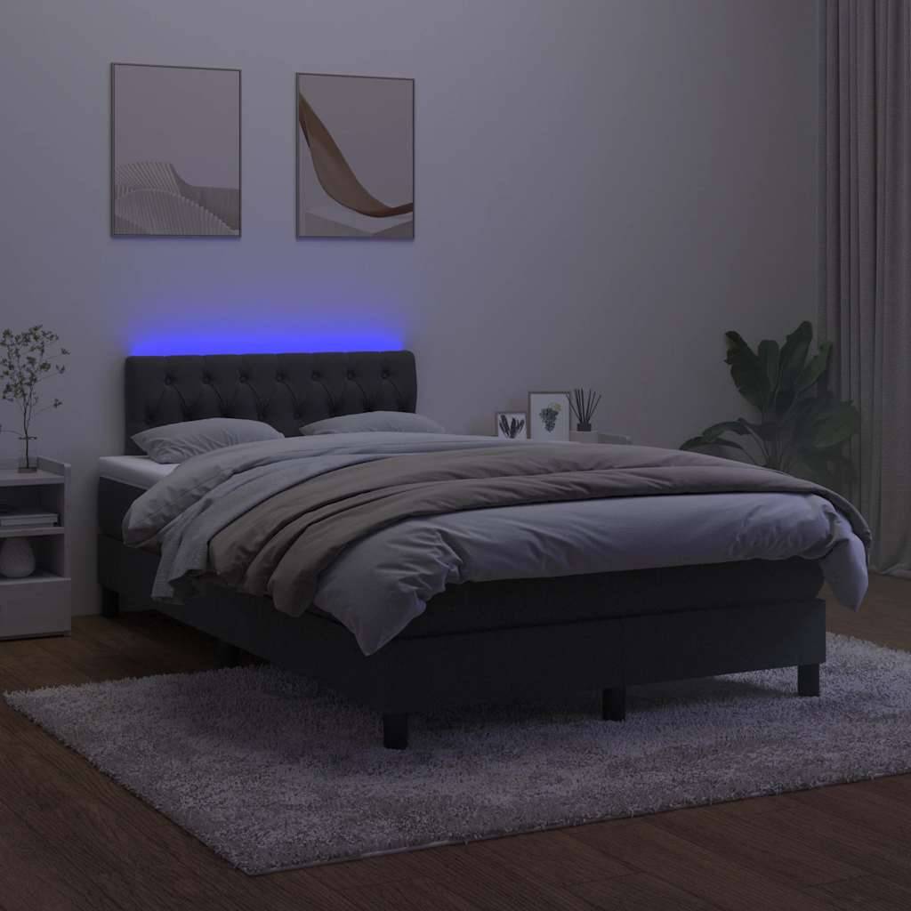 vidaXL Boxspringbett mit Matratze & LED Schwarz 120x190 cm Samt