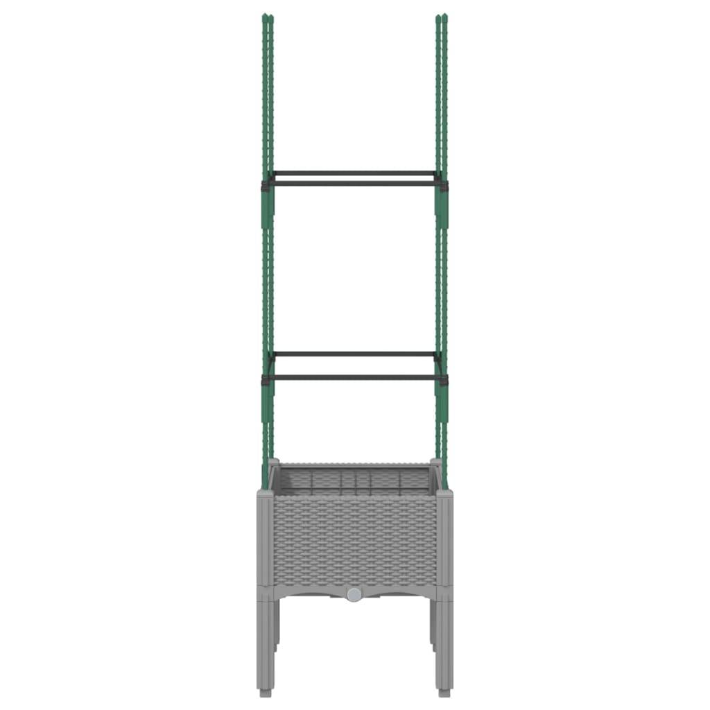 vidaXL Pflanzkübel mit Rankgitter Hellgrau 40x40x142,5 cm PP