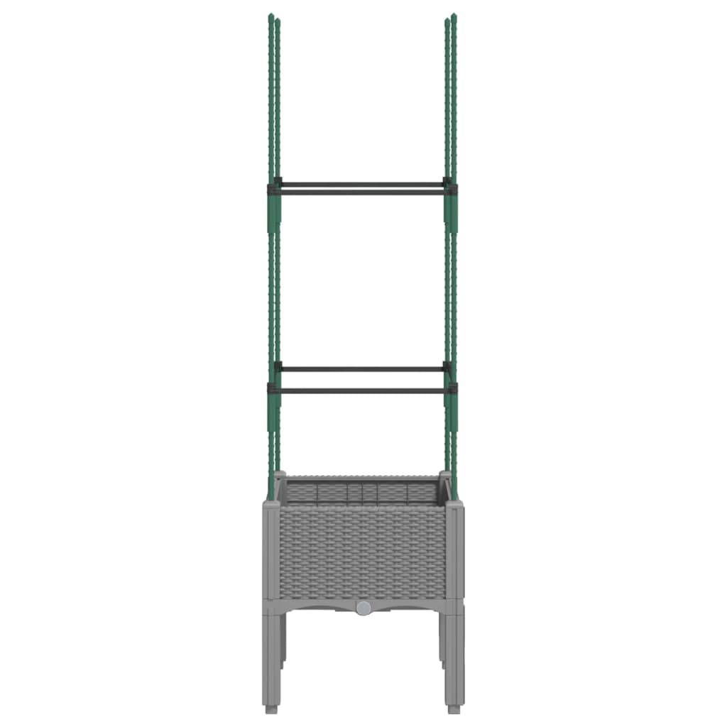 vidaXL Pflanzkübel mit Rankgitter Hellgrau 40x40x142,5 cm PP