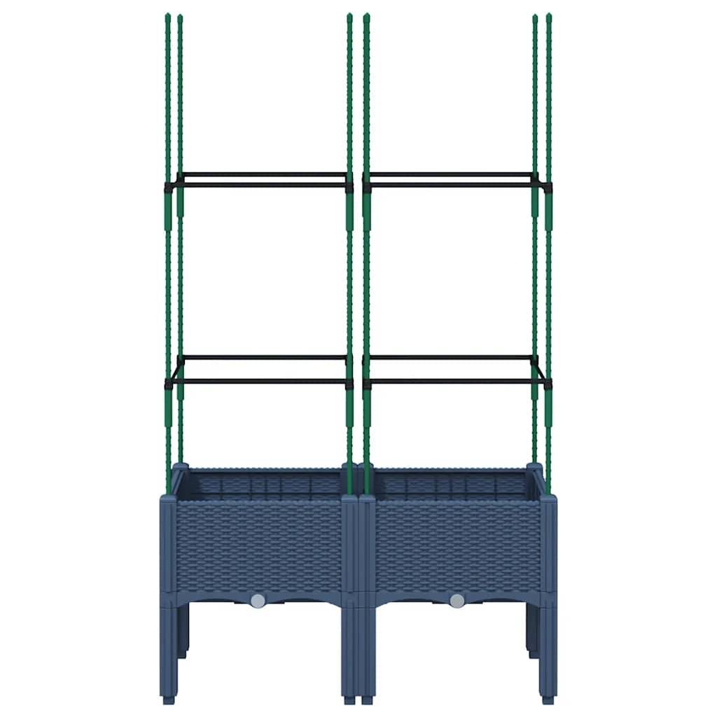 vidaXL Pflanzkübel mit Rankgitter Blaugrau 80x40x142,5 cm PP