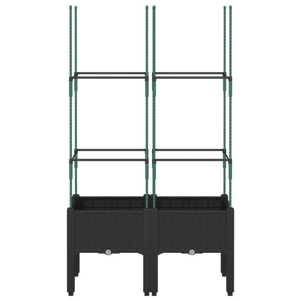 vidaXL Pflanzkübel mit Rankgitter Schwarz 80x40x142,5 cm PP
