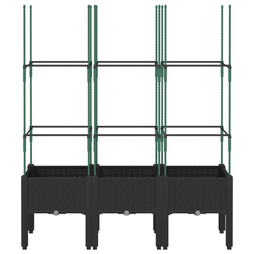 vidaXL Pflanzkübel mit Rankgitter Schwarz 120x40x142,5 cm PP